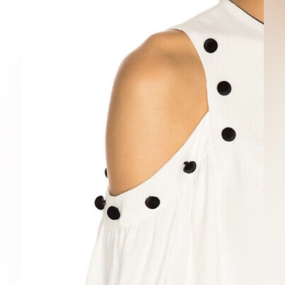 ALEXIS Erica Velvet Button Trim Cold Shoulder Blouse in Cream Size M - Picture 3 of 12